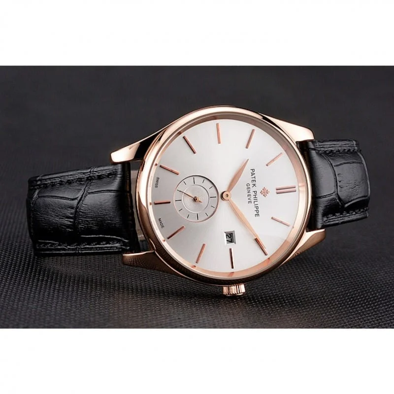 Calatrava Date Dial White 40 mm, Rose Gold Plated