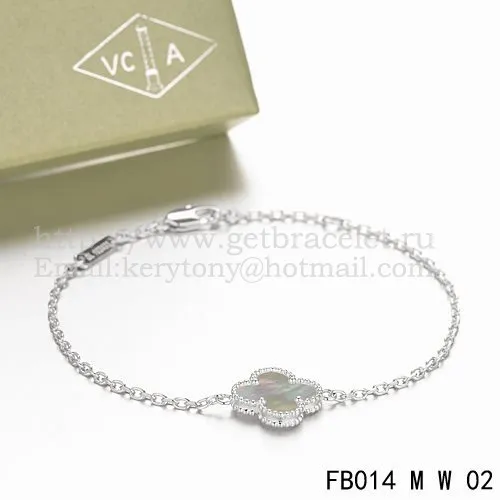 Van Cleef & Arpels Sweet Alhambra Bracelet White Gold With Gray Mother Of Pearl