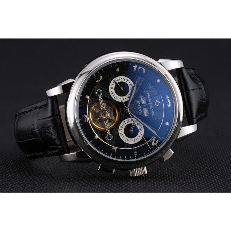 Perpetual Calendar Tourbillon Dial Black 44 mm, Stainless Steel