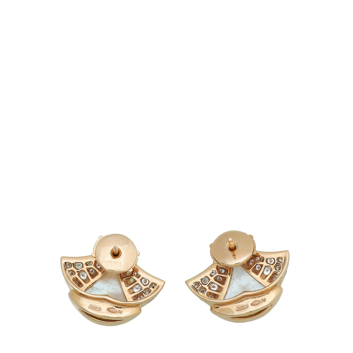 Bvlgari 18K Rose Gold MOP Diamond Diva's Dream Stud Earrings
