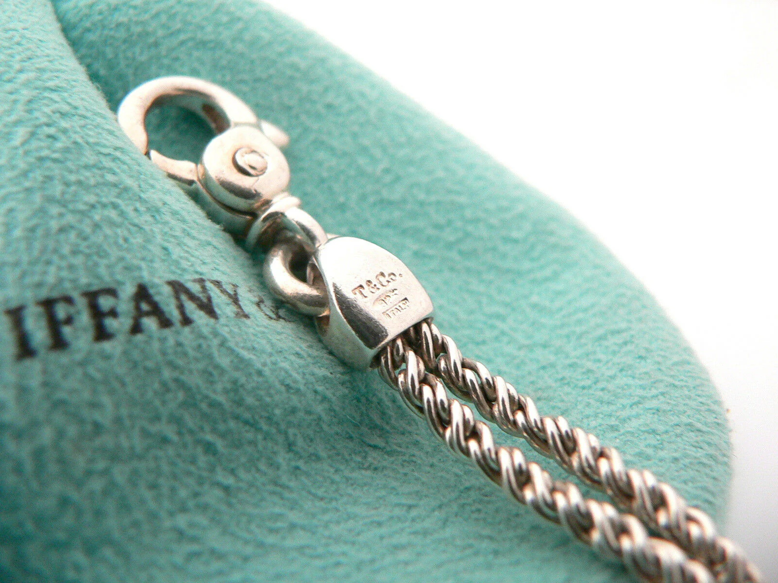 Tiffany & Co Silver Double Rope Knot Bracelet Bangle Rare 7.5 In Gift Love Pouch