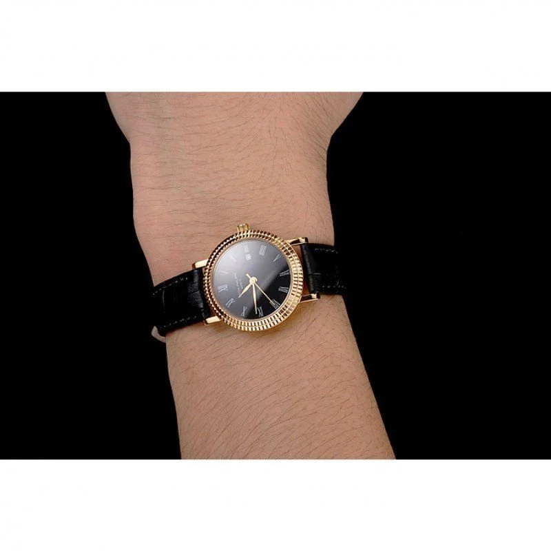 Calatrava Black Dial Roman 28 mm, Yellow Gold Plated