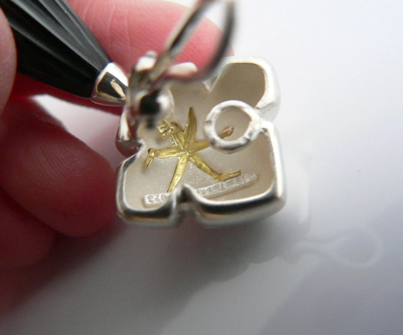 Tiffany & Co Silver 18K Gold Onyx Dangle Dangling Earrings Starfish Gift Pouch