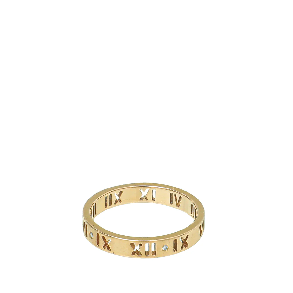 Tiffany & Co 18K Rose Gold Diamond Atlas Pierced Ring 54-55