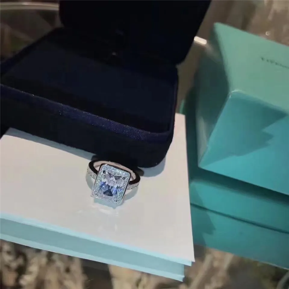 Tiffany Square Crystal Narrow Ring Most Popular