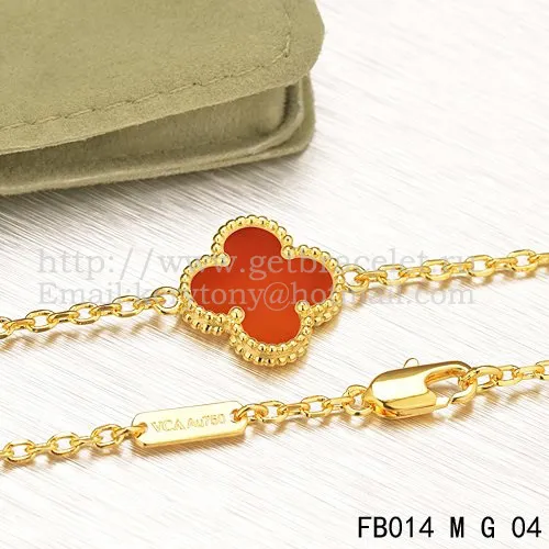 Van Cleef & Arpels Sweet Alhambra Bracelet Yellow Gold With Carnelian Mother Of Pearl