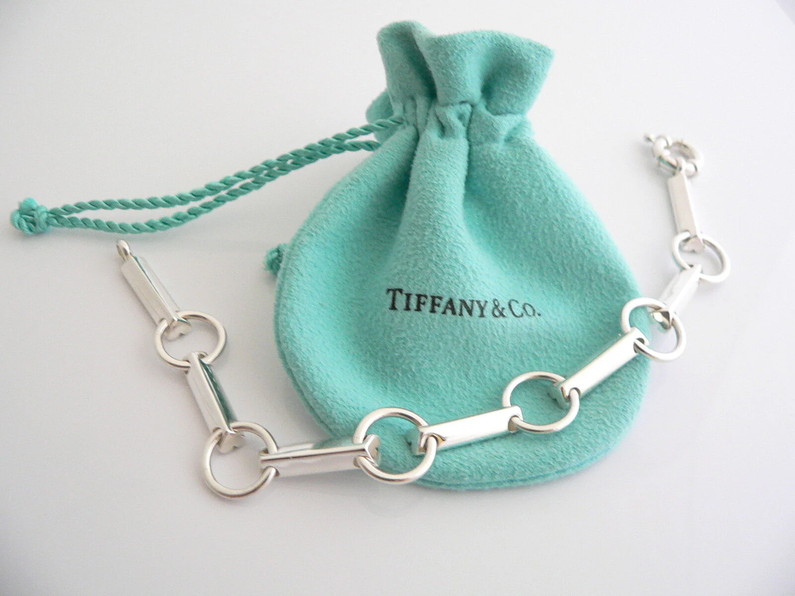 Tiffany & Co Silver Picasso Tenderness Heart Link Bracelet Bangle 7.75 Inch Gift