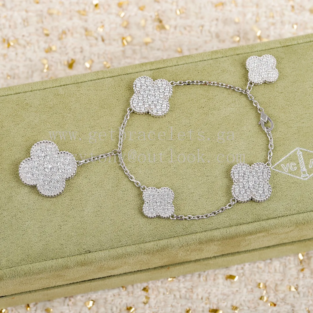 Van Cleef Arpels Magic Alhambra Bracelet 5 Motifs White Gold with Diamonds