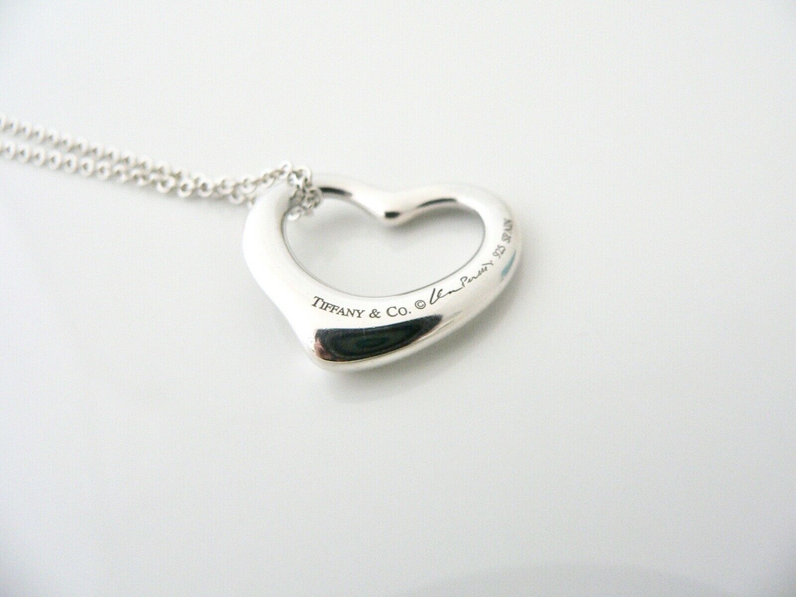 Tiffany & Co Open Heart Necklace Pendant Charm Chain Peretti Gift Love Peretti