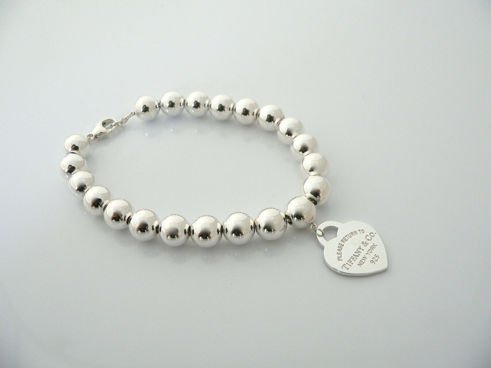 Tiffany & Co Return to Tiffany Silver Heart 8 MM Ball Bead Round Bracelet Gift