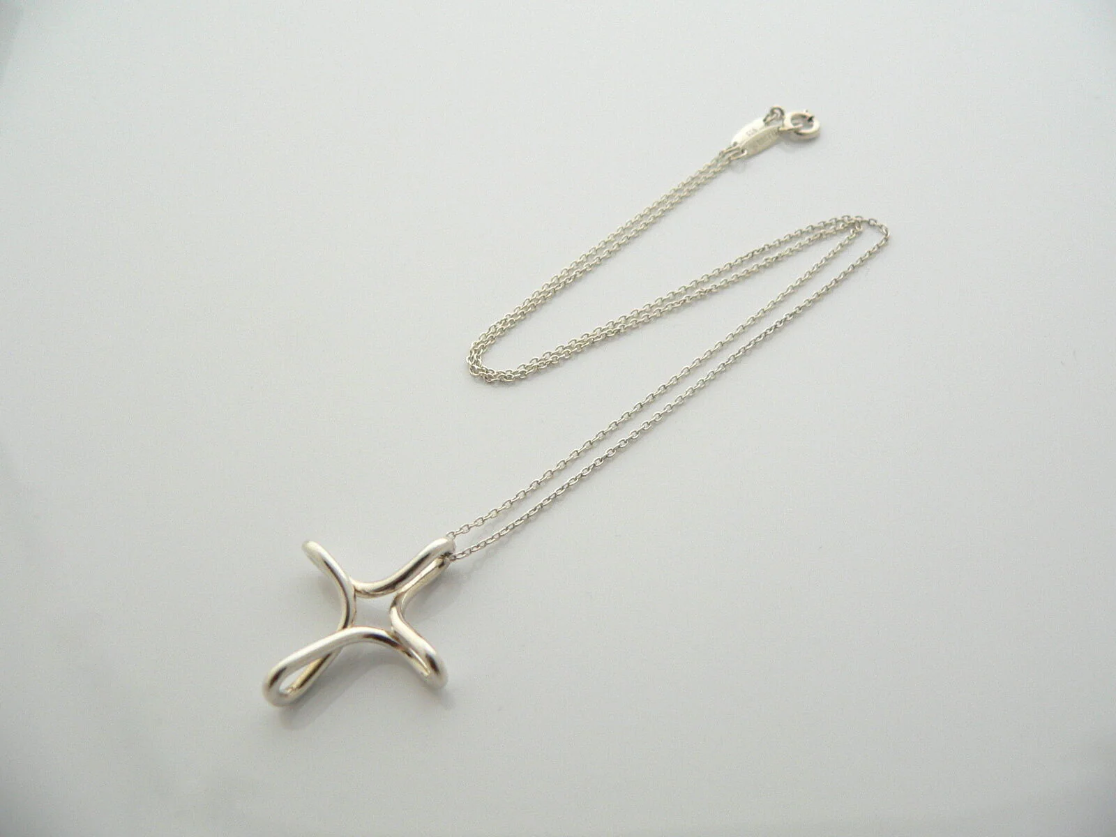 Tiffany & Co Peretti Infinity Cross Necklace Pendant Charm Chain Silver Gift