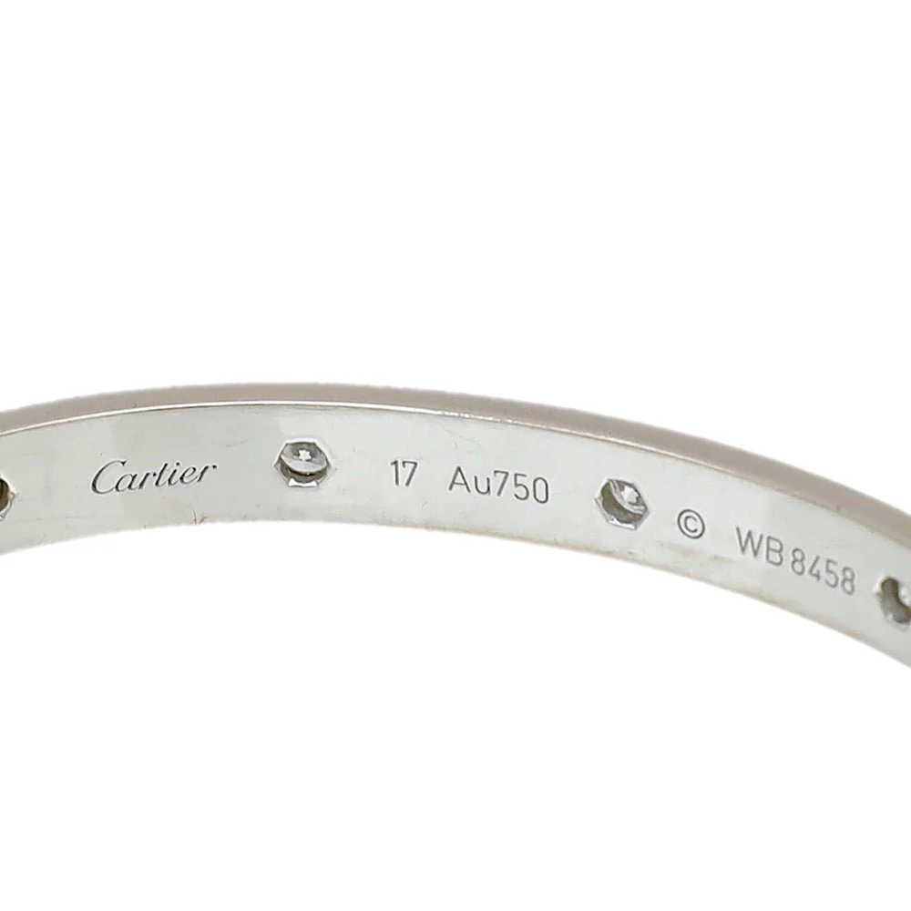 Cartier 18K White Gold 10 Diamond Love Bracelet 17