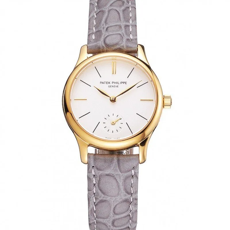 Calatrava Dial White 28 mm, Yellow Gold Plated