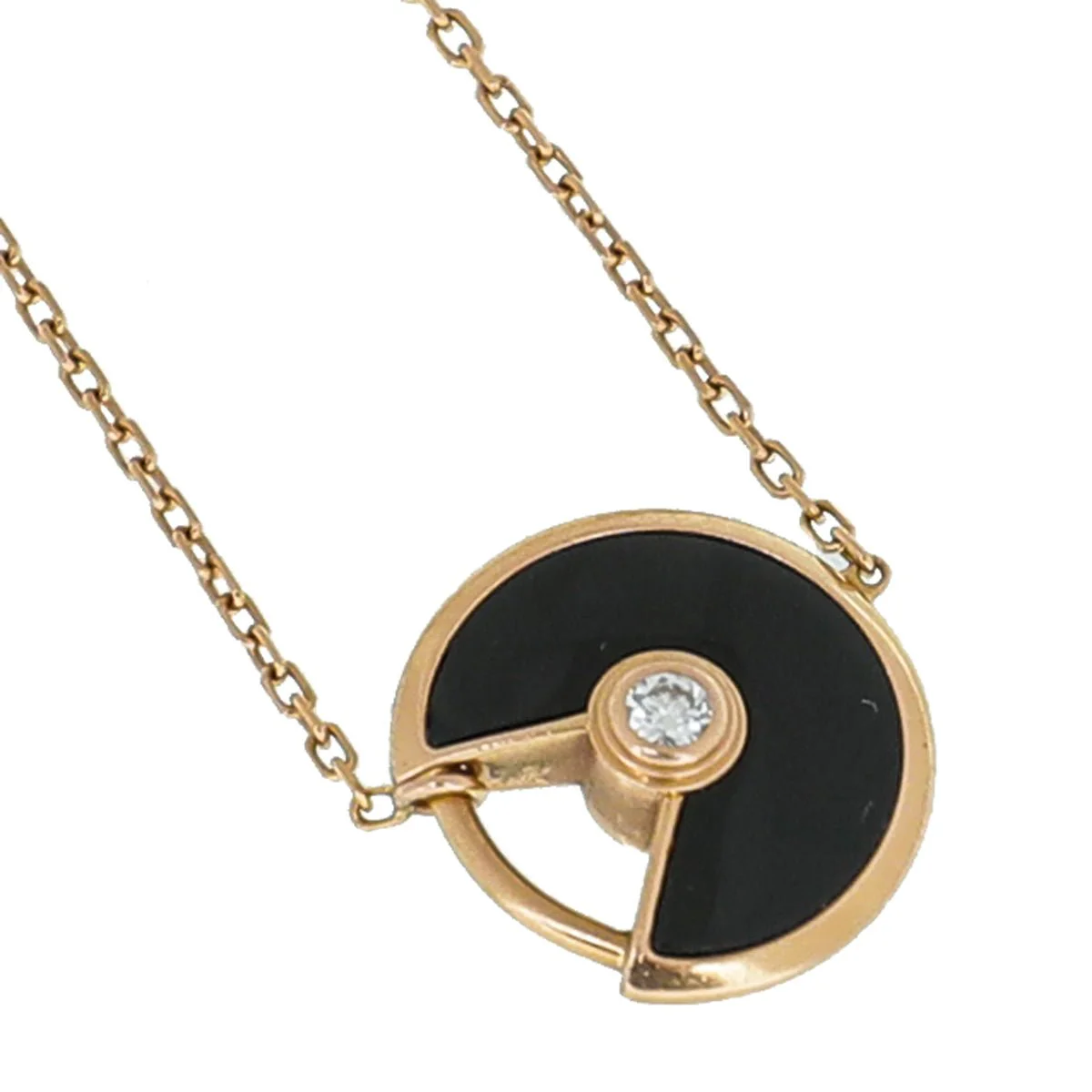 Cartier 18K Rose Gold Diamond Onyx Amulette De Cartier XS Bracelet