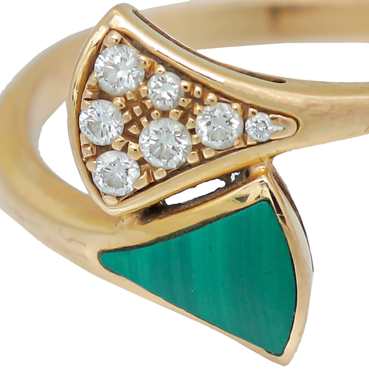Bvlgari 18K Rose Gold Malachite Diamond Diva's Dream Ring 53