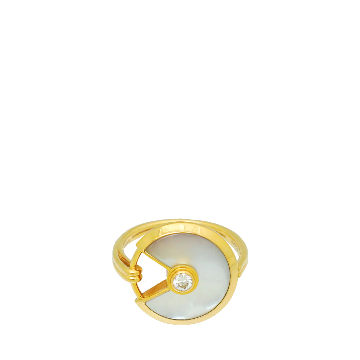 Cartier 18K Yellow Gold Diamond MOP Amulette De Cartier Ring 55