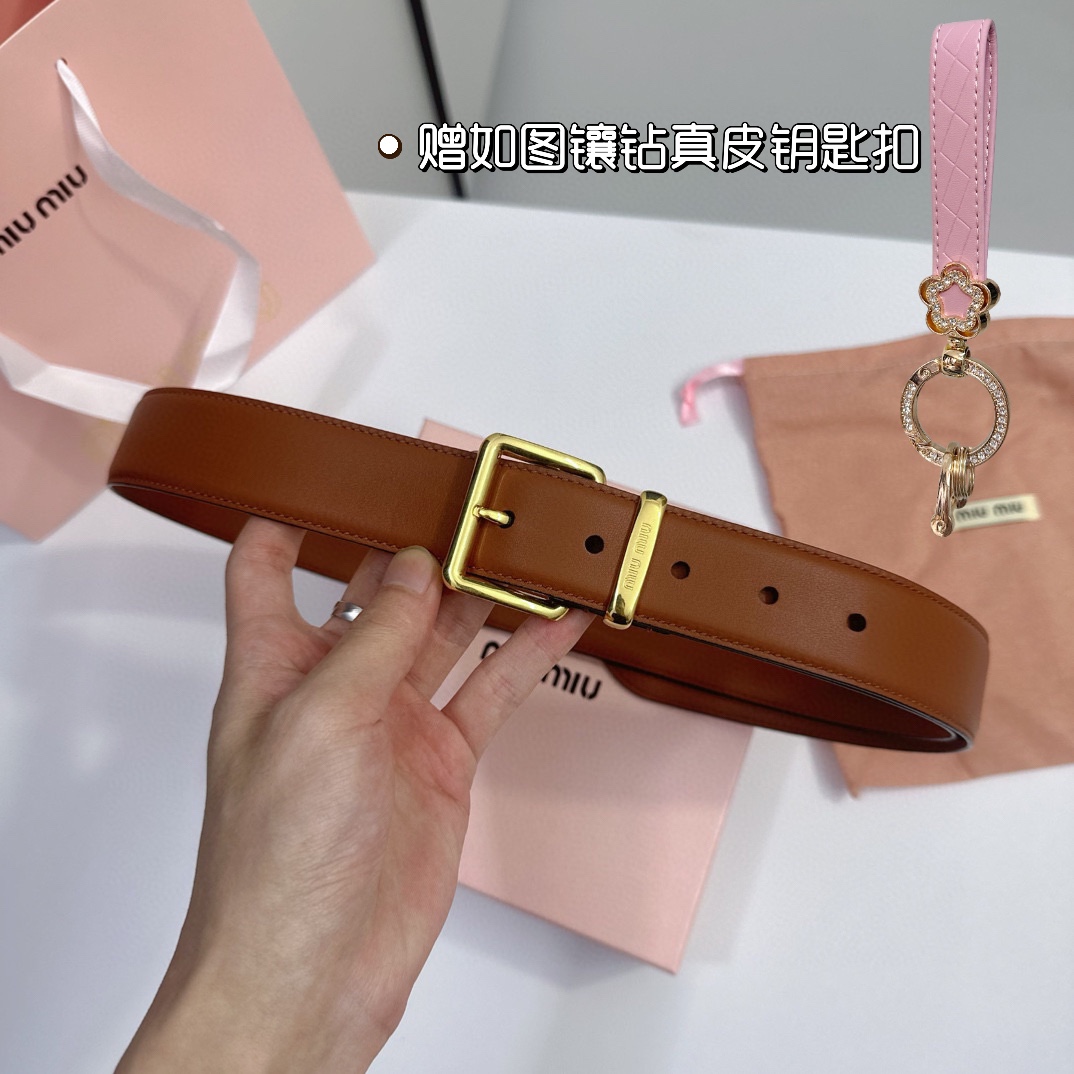 MiuMiu Leather Belts 1:1 Mirror Version