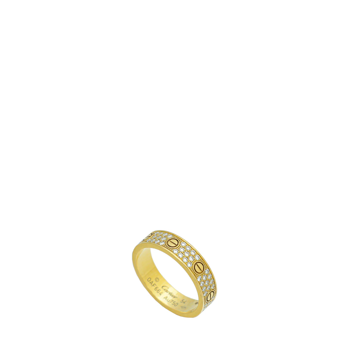 Cartier 18K Yellow Gold Love Paved Diamond Wedding Ring 54