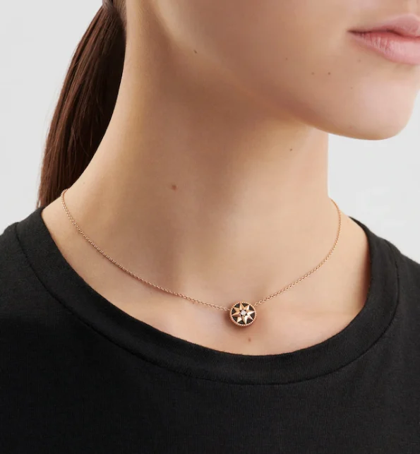 ROSE DES VENTS NECKLACE, Black Onyx, Rose Gold