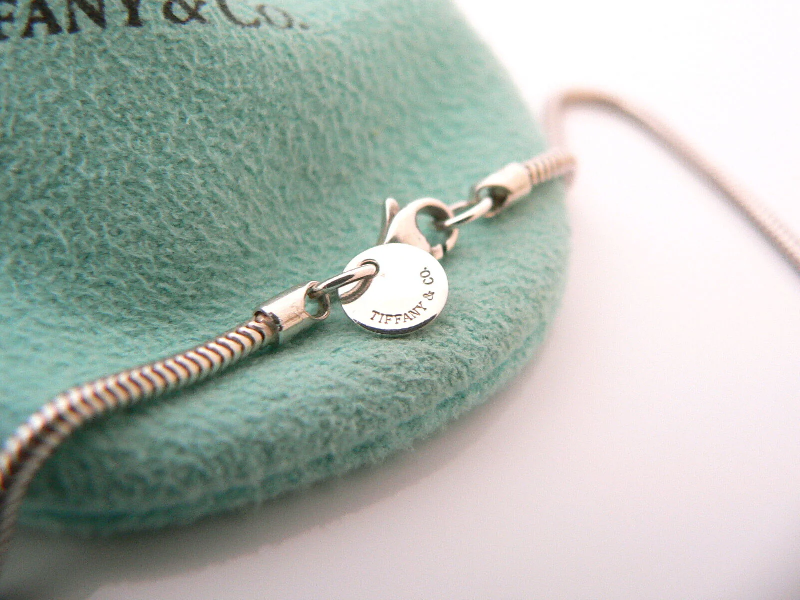 Tiffany & Co Black Enamel Ball Necklace Silver Stripe Pendant Snake Chain Gift