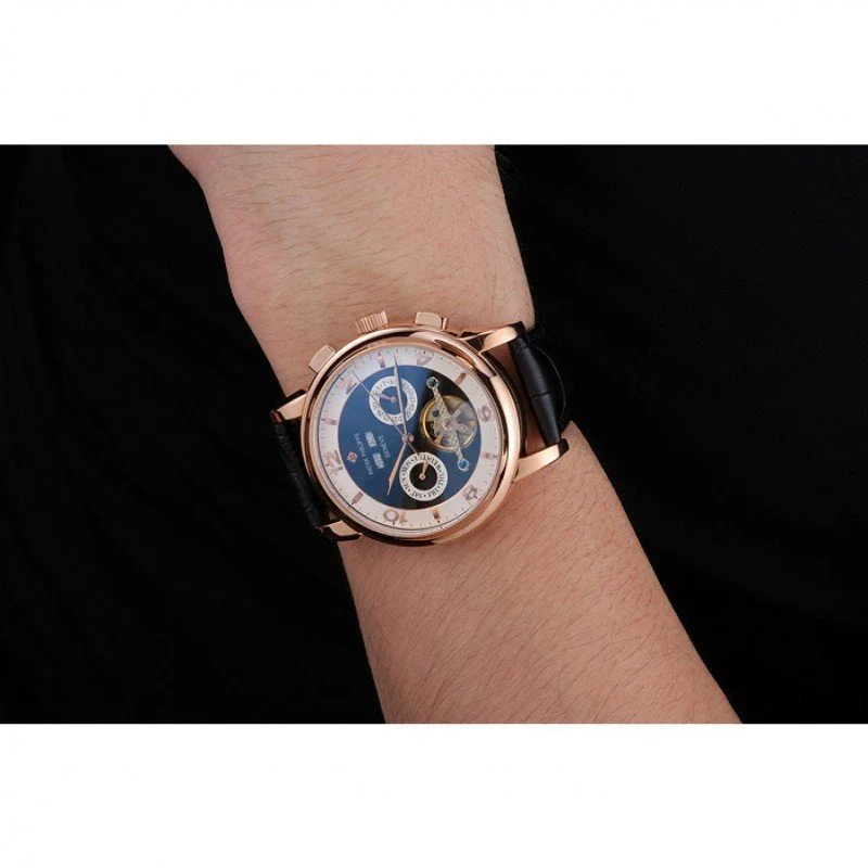 Perpetual Calendar Tourbillon Dial Black 44 mm, Rose Gold Plated