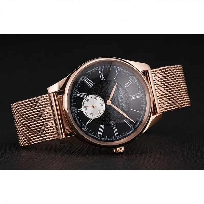 Calatrava Small Seconds Dial Black 40 mm, Rose Gold Plated