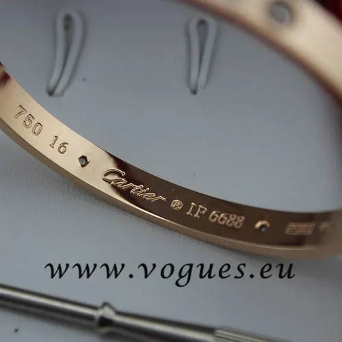 Cartier Couple Bracelet Pink Gold 4 Diamonds B6041005 (New Version – Prevent Screws Fall Out)