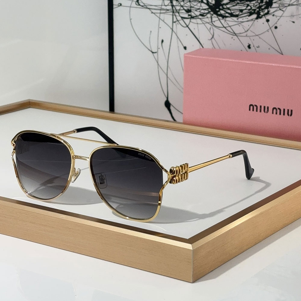 Miumiu  Slim Metal Logo Mirror Legs Sunglasses Top quality （Replica）