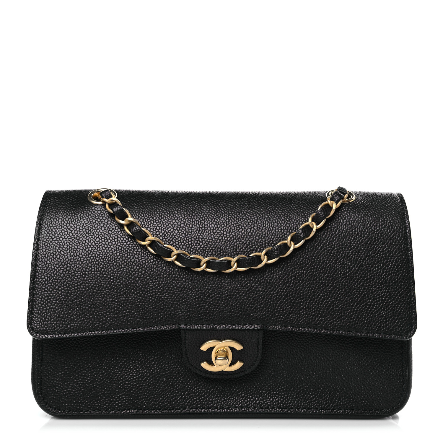 Chanel  Grained Calfskin Medium Classic Pure Double Flap Black（7A）