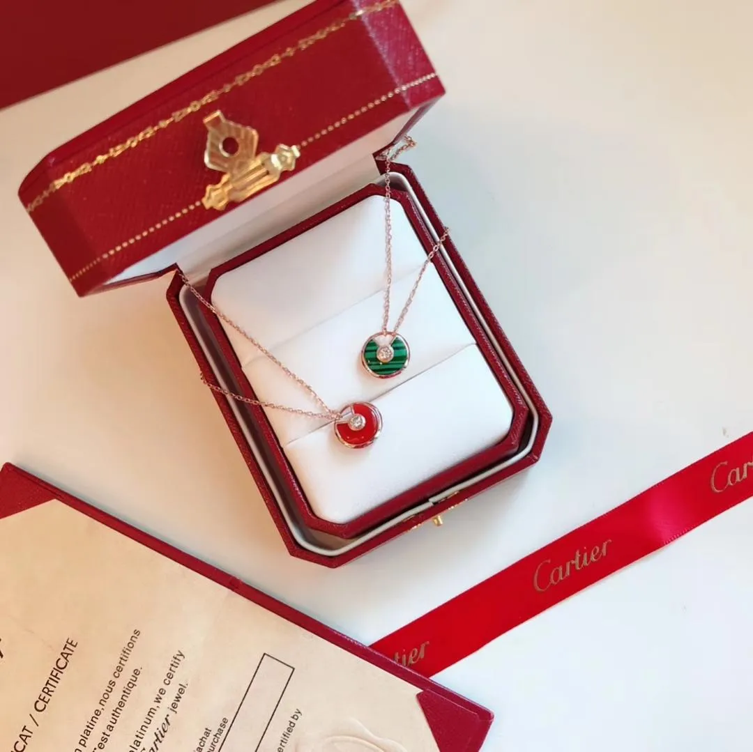 Amulette de Cartier Carnelian Diamond Necklack in Yellow Gold, White Gold and Pink Gold