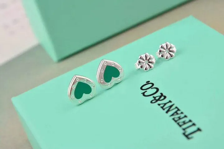 New Style Tiffany Replica Love Heart Earrings With Blue  60994862