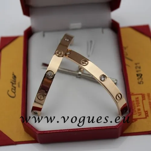 Cartier Couple Bracelet Pink Gold 4 Diamonds B6041005 (New Version – Prevent Screws Fall Out)
