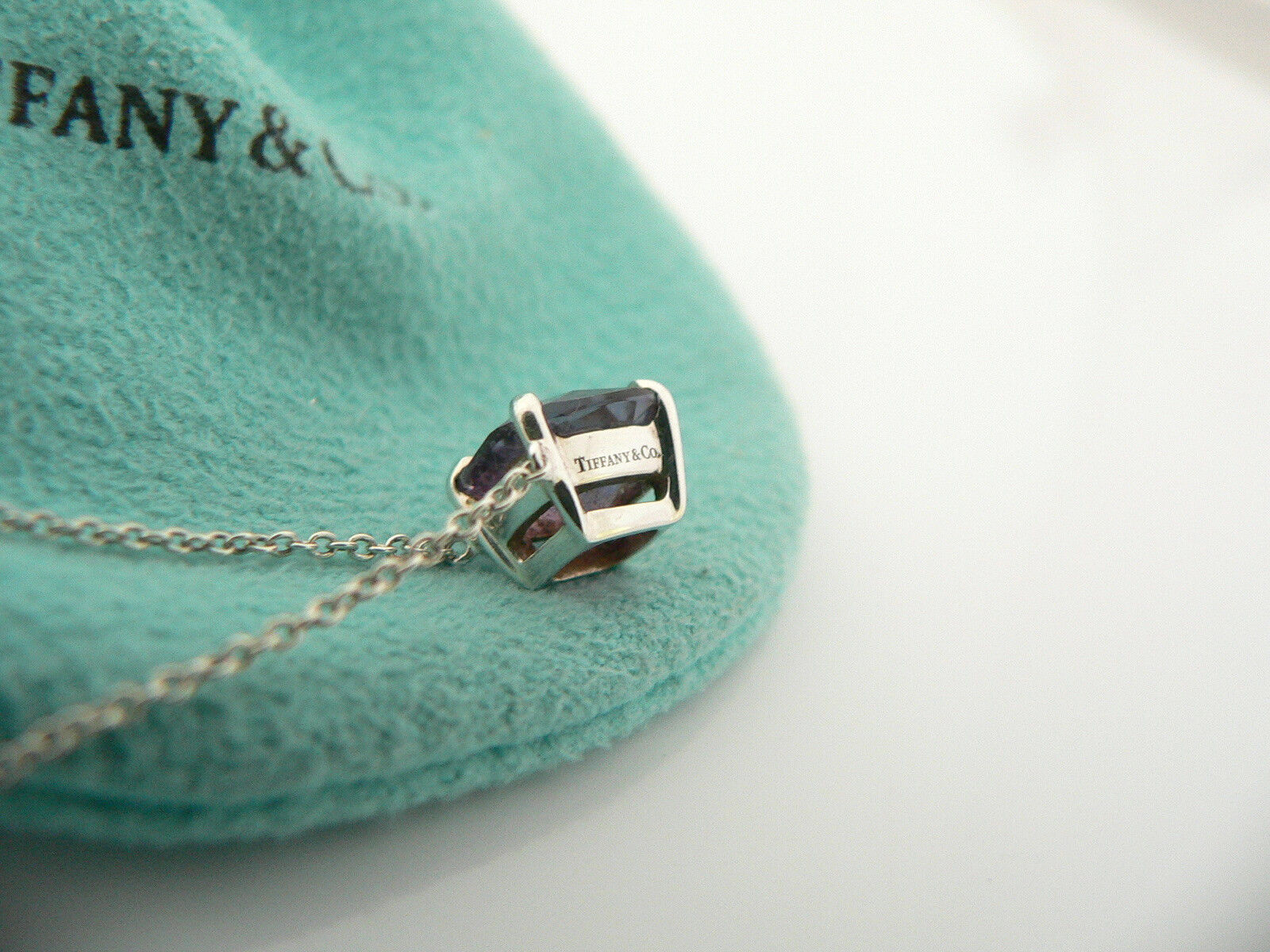Tiffany & Co Amethyst Necklace Silver Gemstone Pendant Charm Gift Love Sparklers