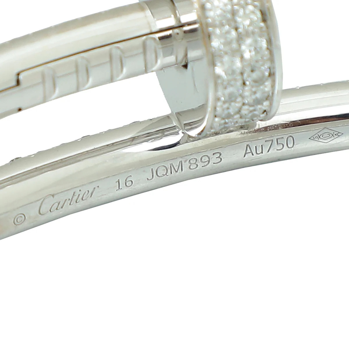 Cartier 18K White Gold Diamond Juste Un Clou Bracelet 16