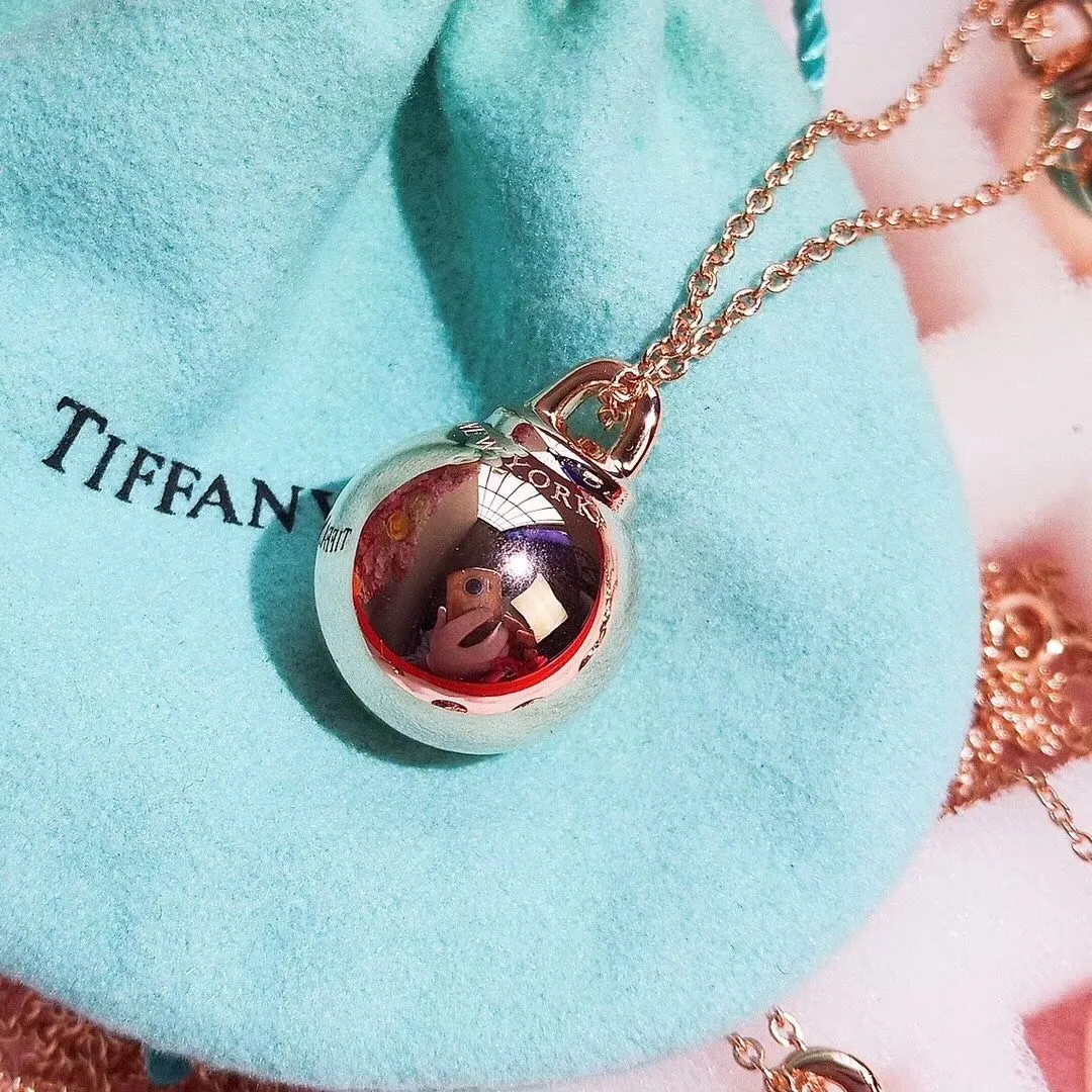 Timeless Style Tiffany Hardwear Ball Pendant Rose Gold Necklace For Ladies Fake