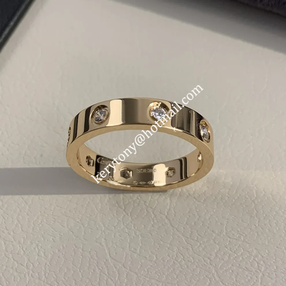 Good Reviews Cartier Love Ring 18K Rose Gold Ring With 8 Diamonds B4050800 For Sale