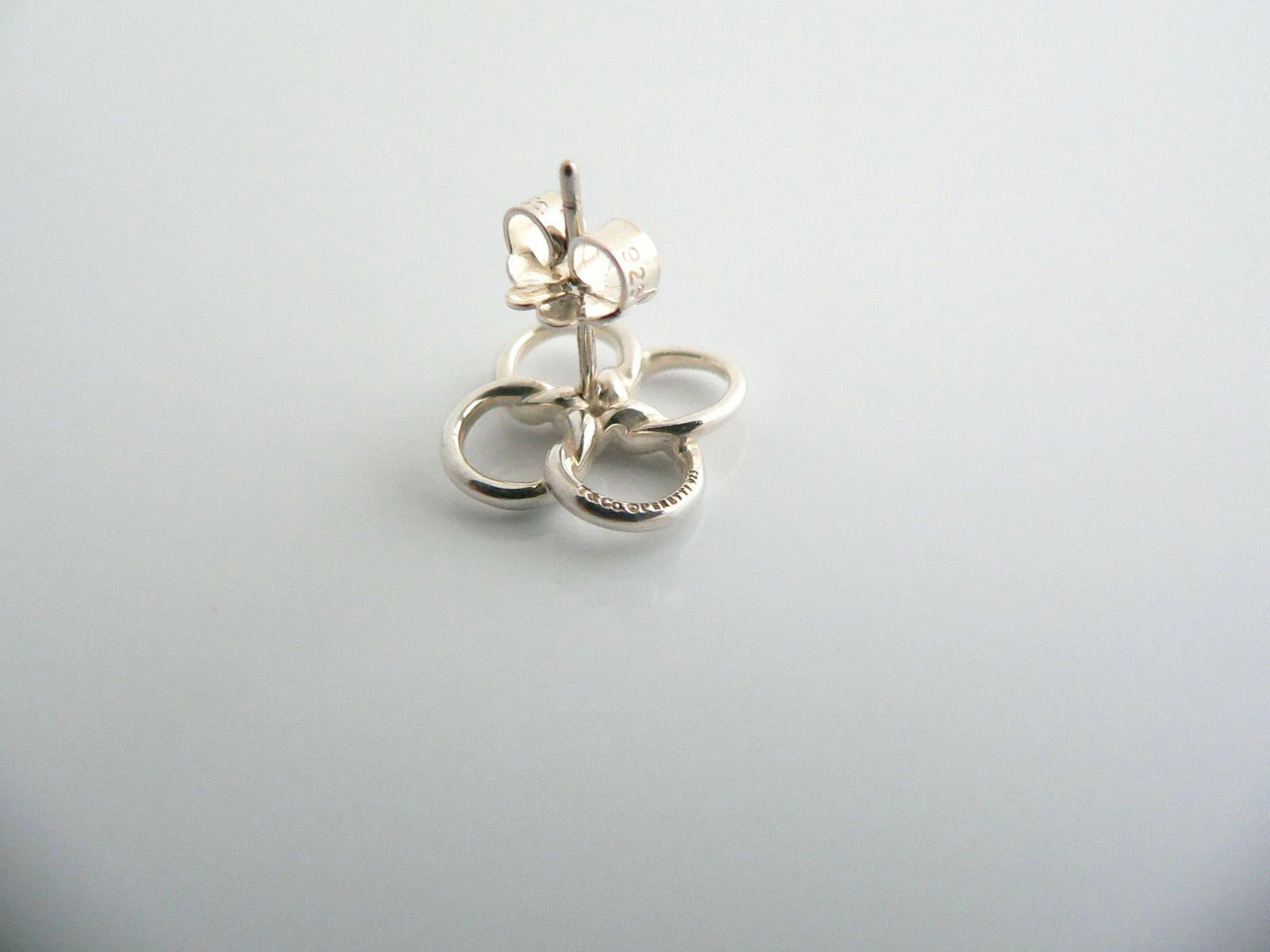 Tiffany & Co Silver Peretti Quadrifoglio Lucky Clover Earrings Studs Gift Love
