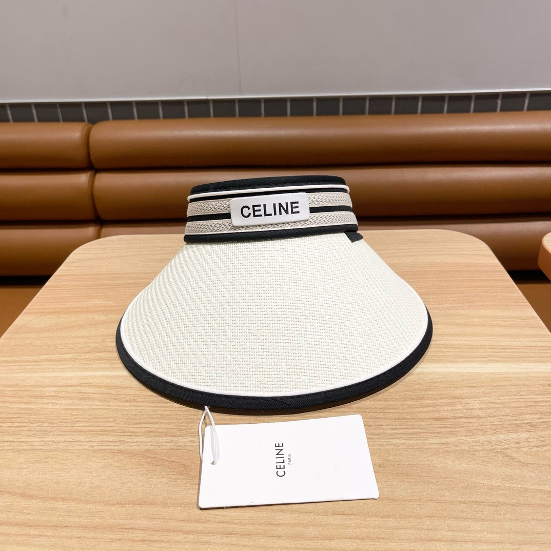 Celine  Straw Hat, Letter Hat, Empty Top Hat Sunhat （Replica）