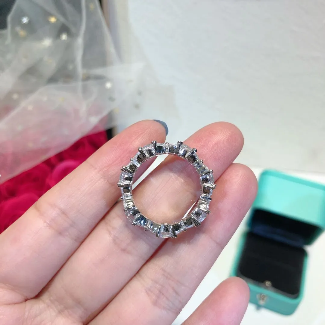 Copy Tiffany Victoria High End White Gold Alternating Ring Female Diamonds Hot Selling