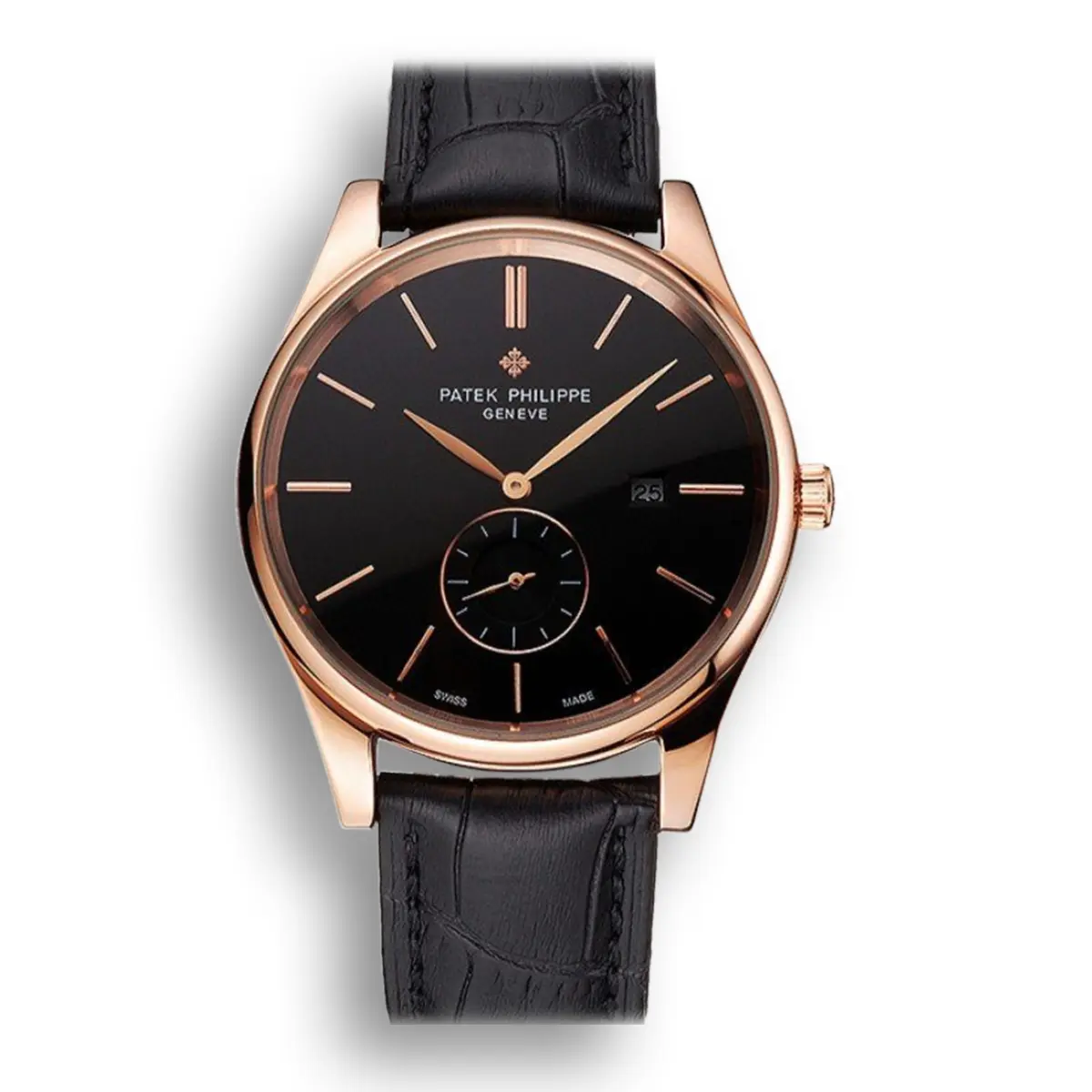 Calatrava Date Dial Black 40 mm, Rose Gold Plated