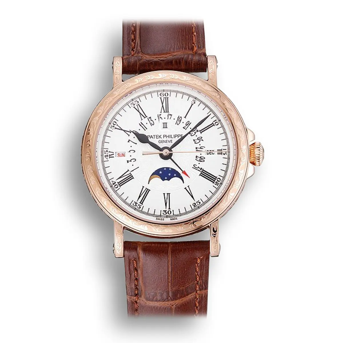 Perpetual Calendar Retrograde Dial White 40 mm, Rose Gold Plated