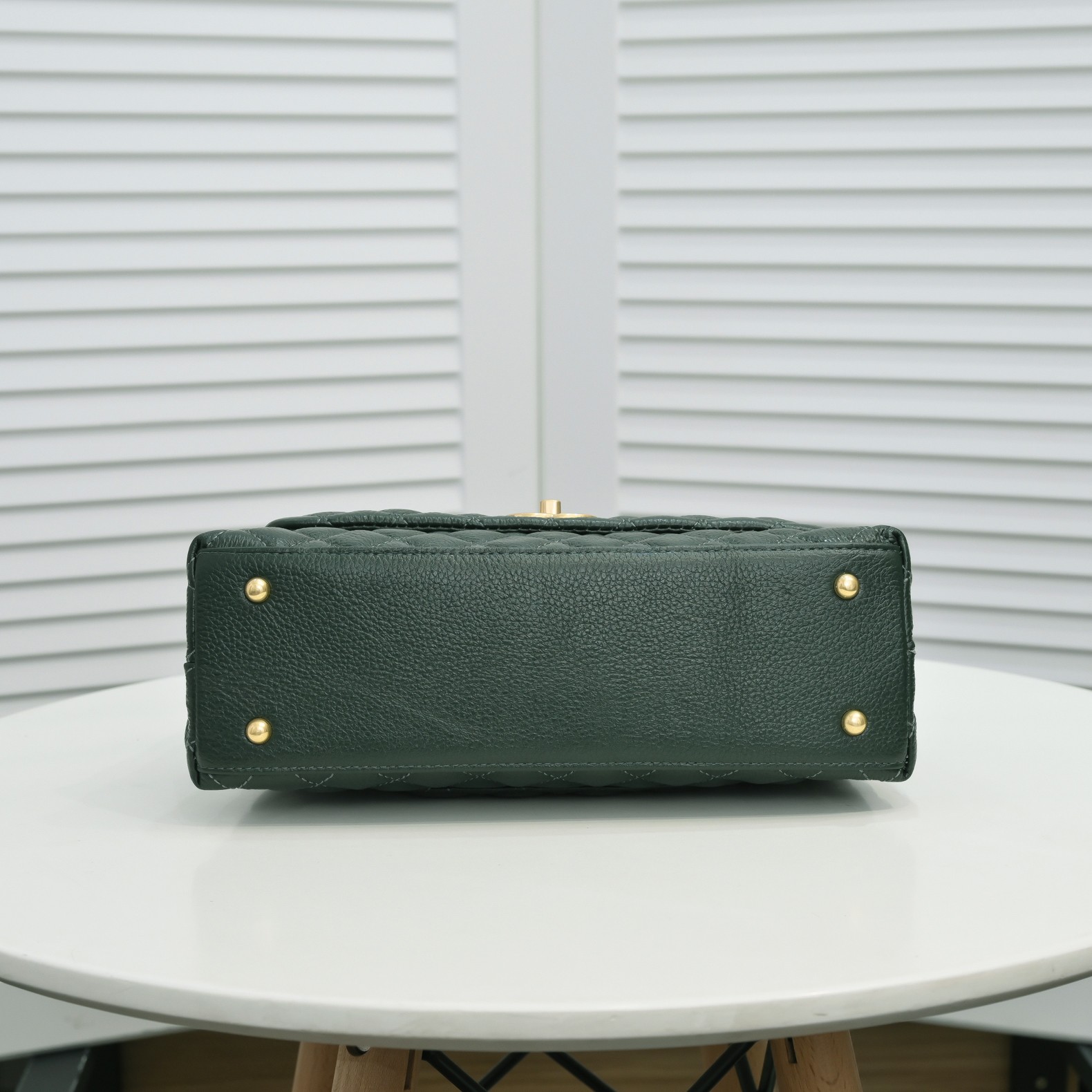 Chanel Stripe Gold Buckle Large  Shoulder Bag Handbag