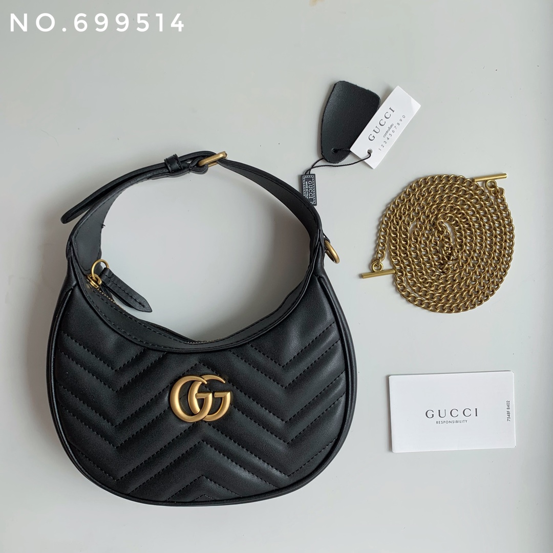 Gucci Marmnt Half Moon Shoulder Bag Handbag (Replica)