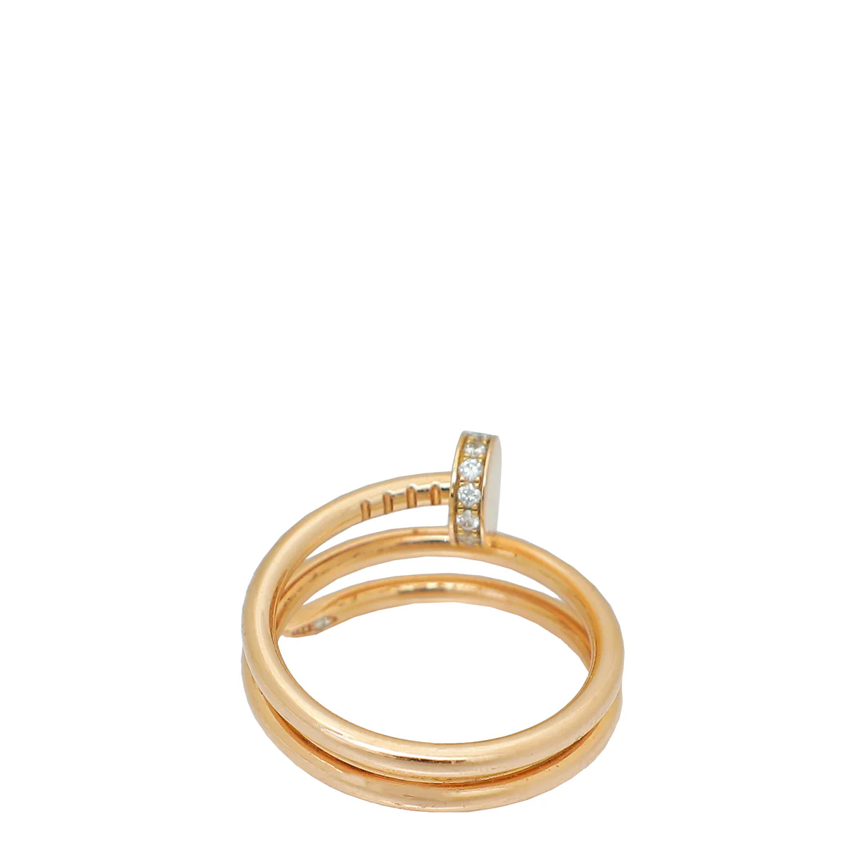 Cartier  18K Rose Gold 14 Diamonds Double Juste Un Clou Ring 50