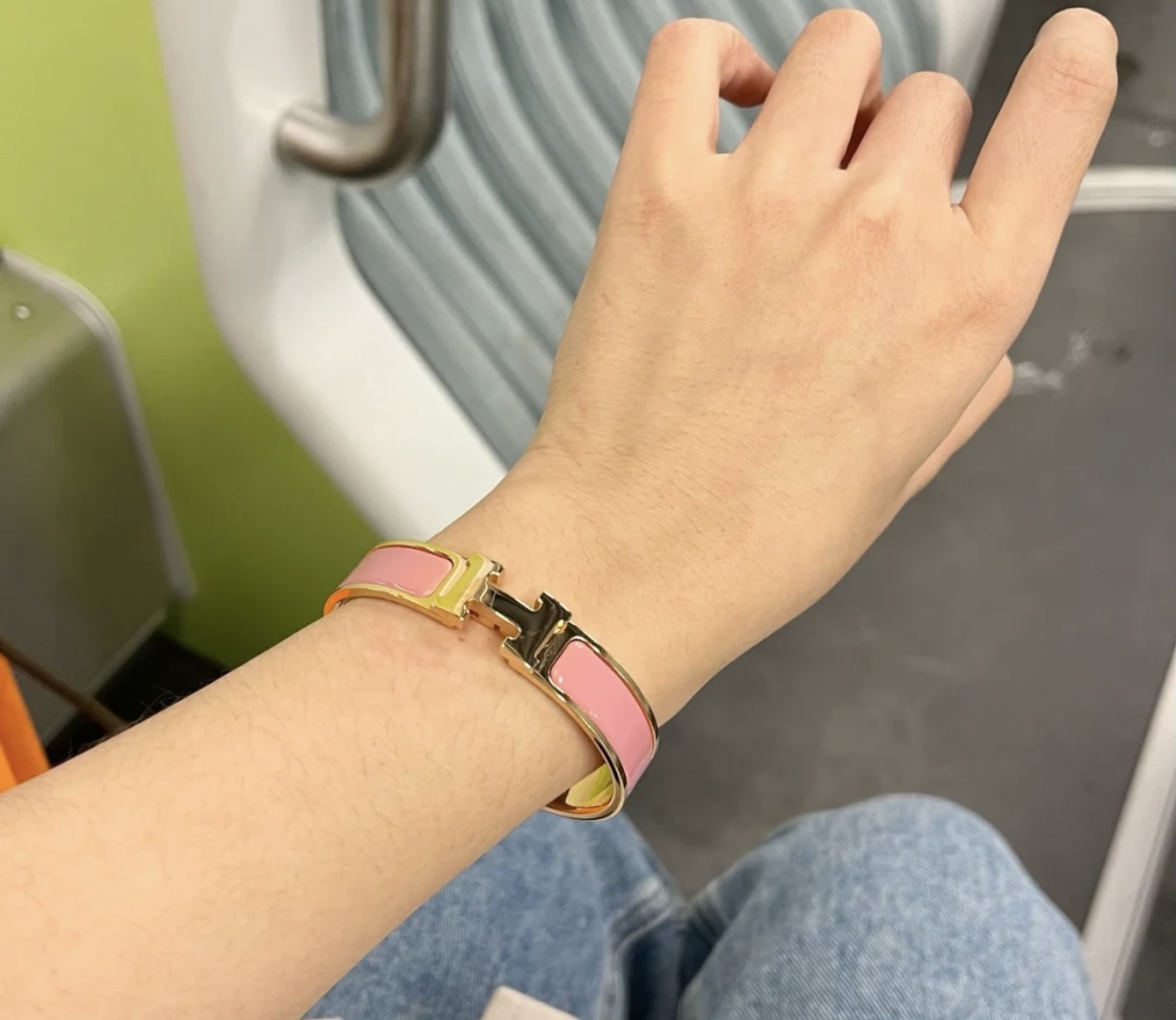 Hermes Clic H bracelet, Pink Enamel, Rose Gold