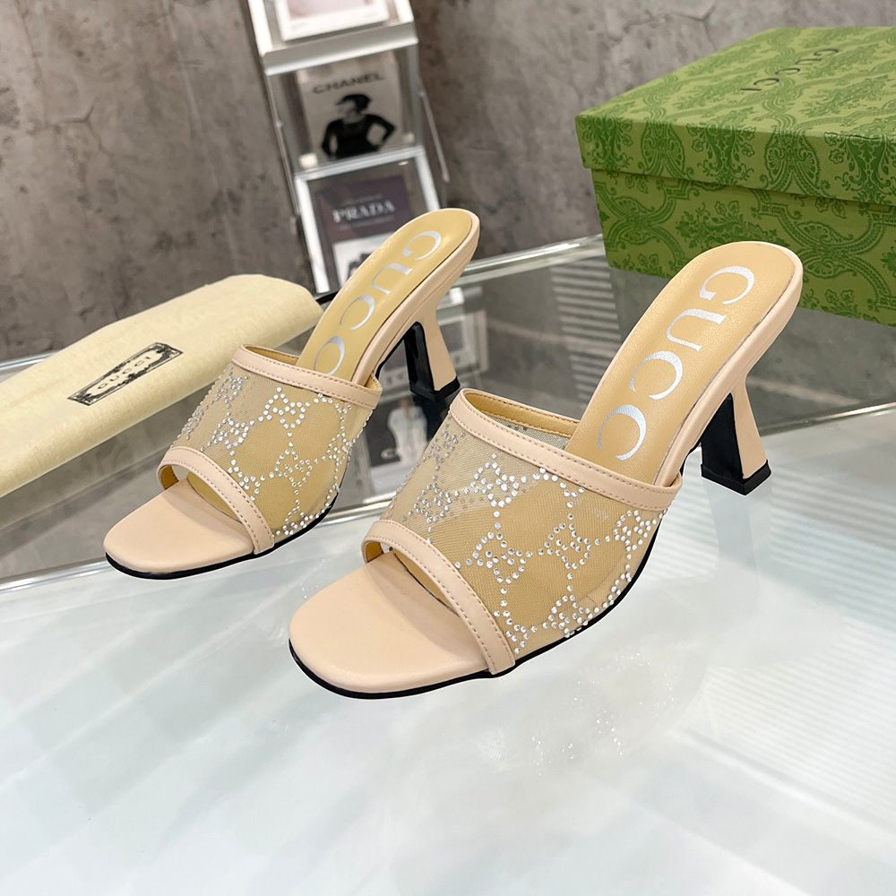 Gucci Mesh High heel Sandals Slide Sandal (Replica)