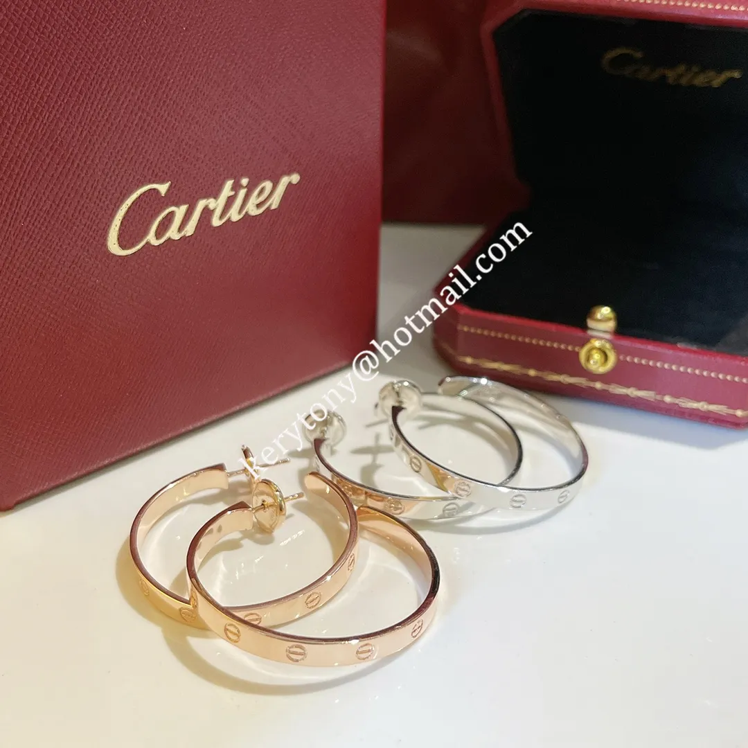 New Authentic Cartier Love Clip Large Earrings Yellow Gold/Rose Gold/White Gold B8028200 Christmas Gifts
