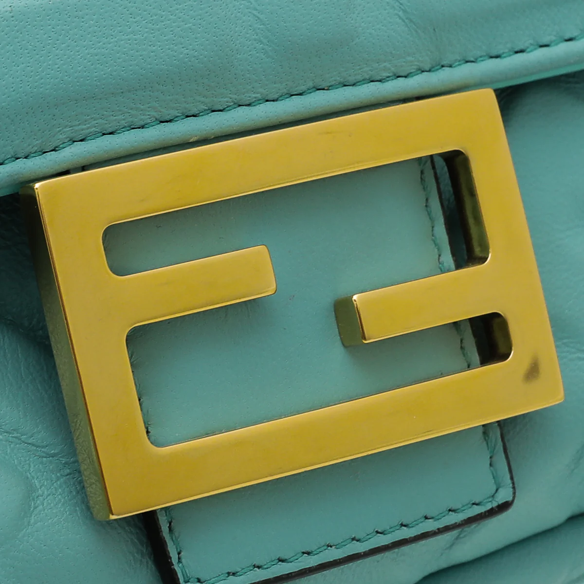 Fendi Tiffany Blue FF Embossed Baguette Medium Bag