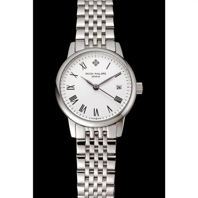 Calatrava Dial White 28 mm, Stainless Steel