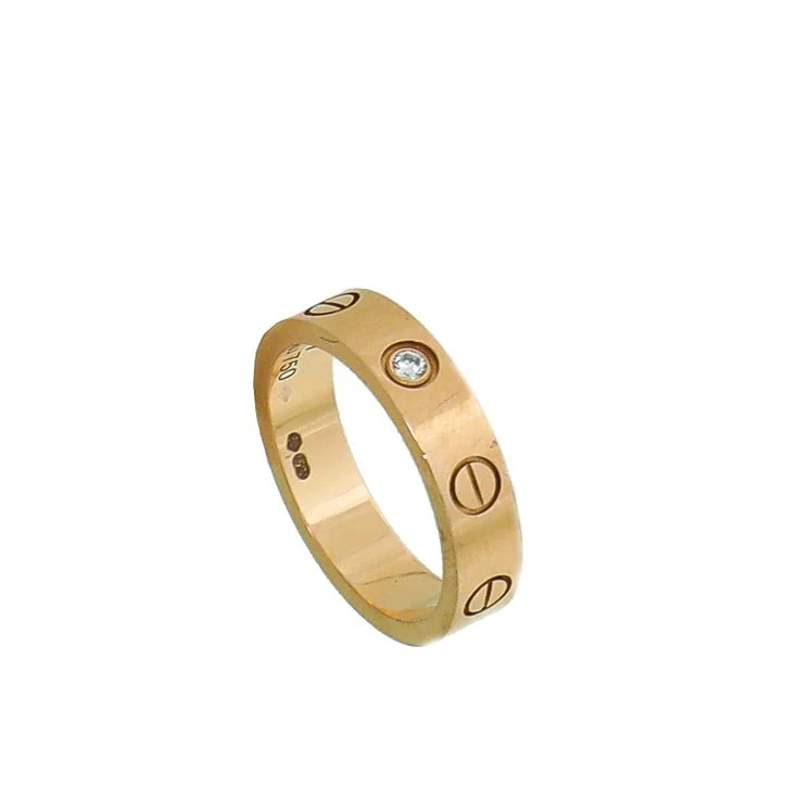 Cartier 18K Yellow Gold 1 Diamond Love Wedding Band Ring 47